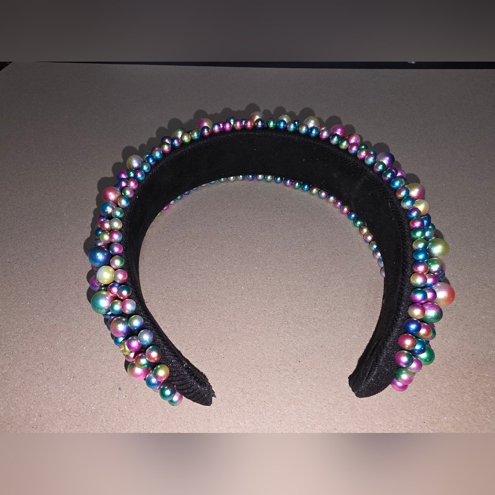 Vibrant Multicolor Beaded Headband by Source Unknown - Picture 3 of 4